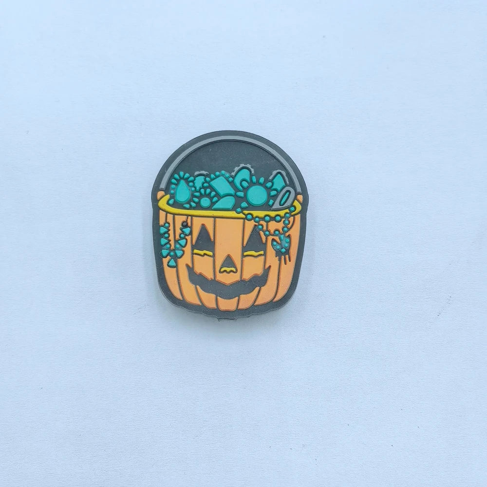 Flatback Halloween Pumpkin Series Silicone Focal Beads for DIY Pens Keychains