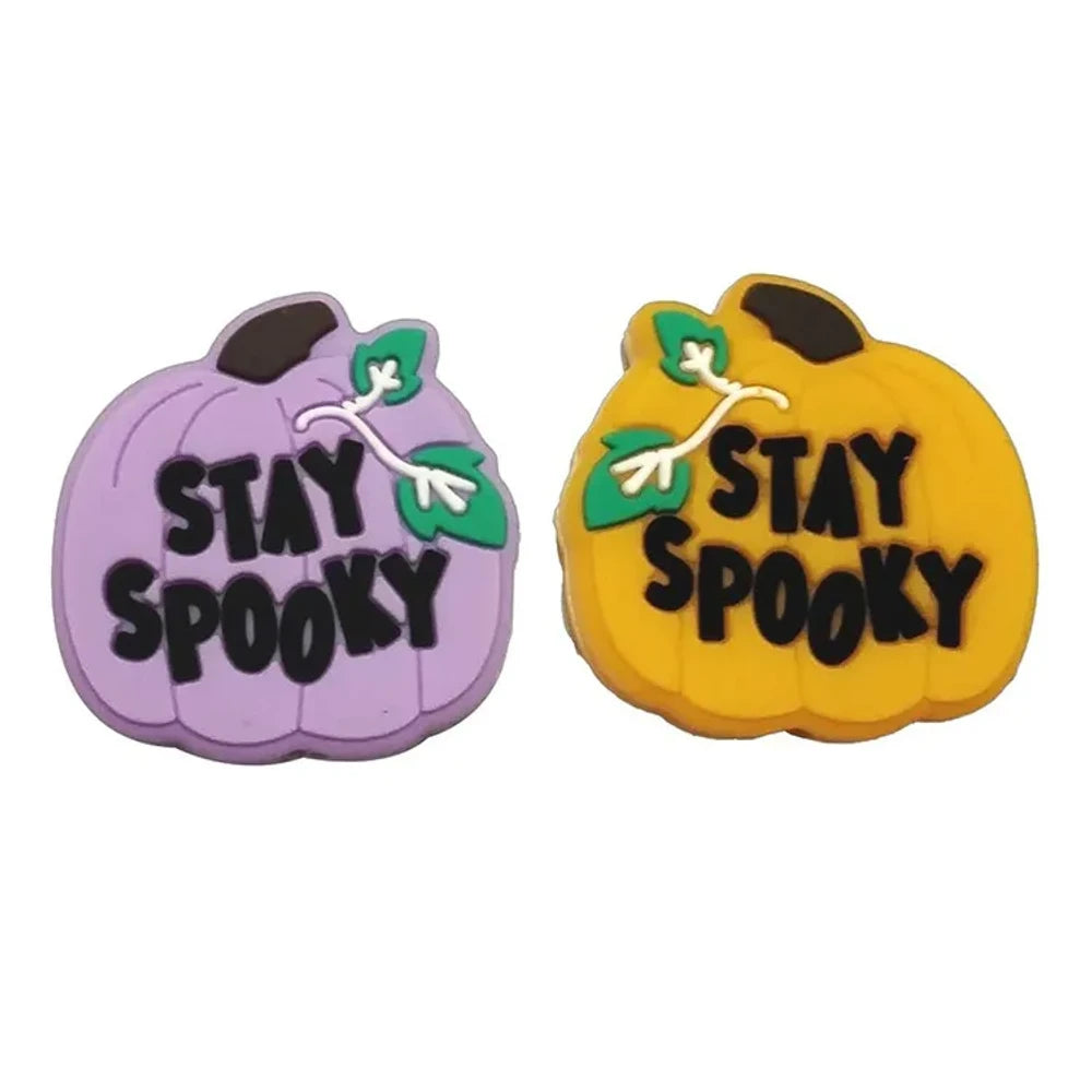 Flatback Halloween Pumpkin Silicone Focal Beads for DIY Keychains Pens