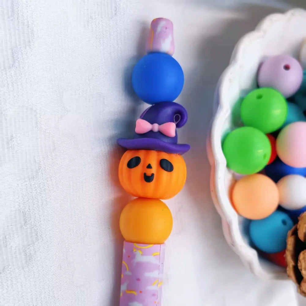 3D Halloween Pumpkins Silicone Focal Beads for DIY Pens Keychain Bracelet