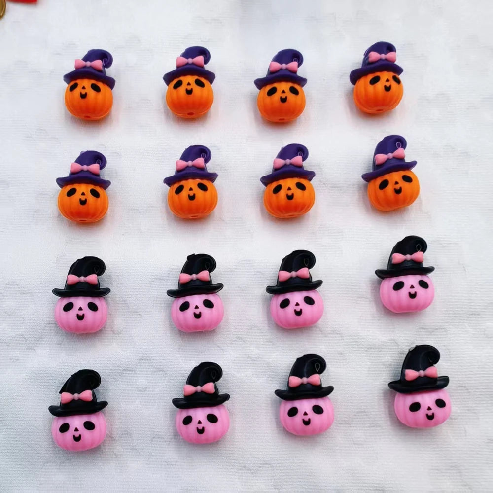 3D Halloween Pumpkins Silicone Focal Beads for DIY Pens Keychain Bracelet