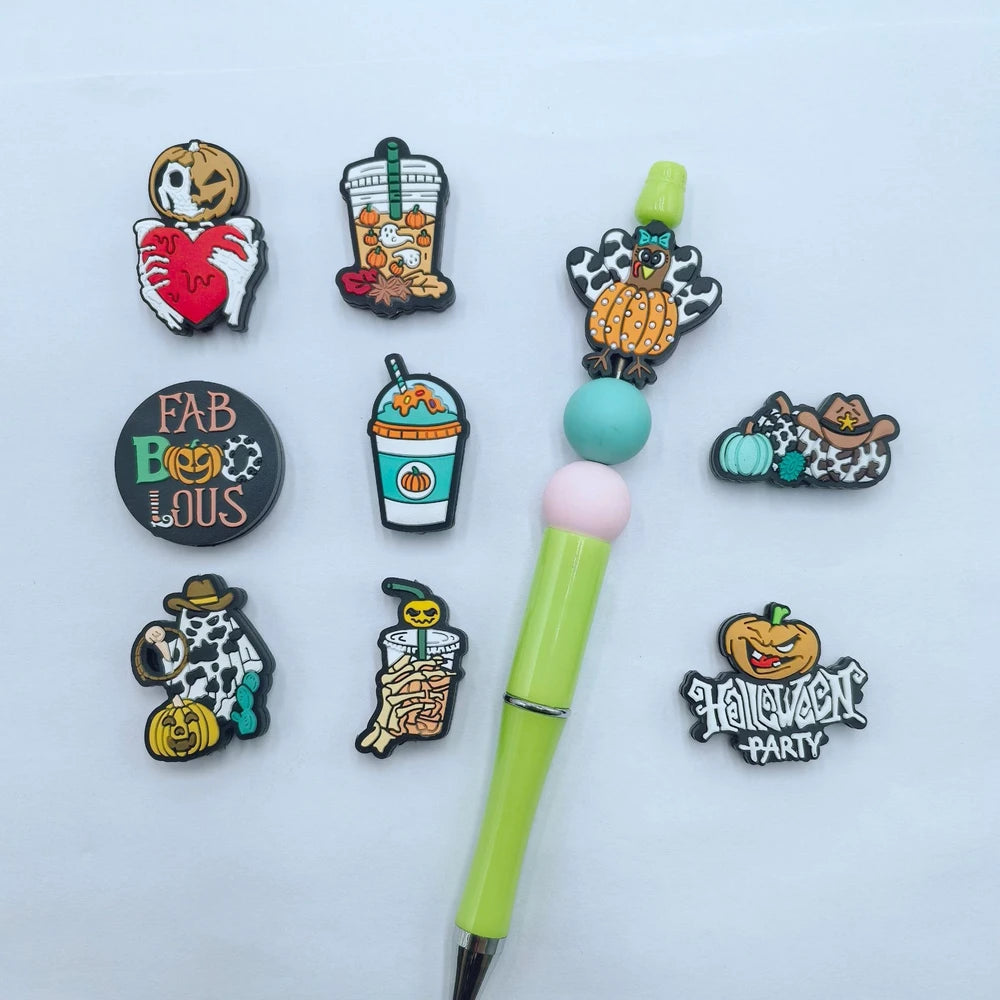 Flatback Halloween Series Silicone Focal Beads for DIY Pens Keychains