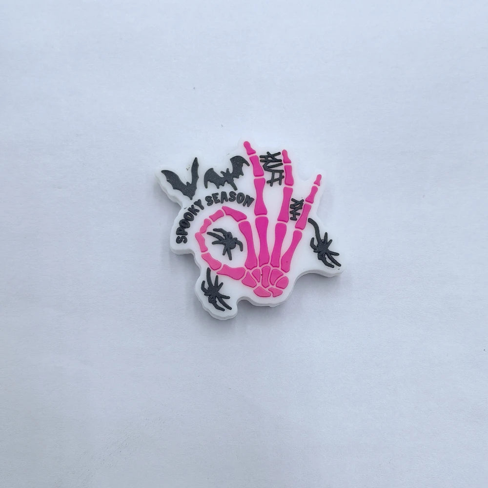 Flatback Halloween Skeleton Hand Silicone Focal Beads for DIY Pens Keychains