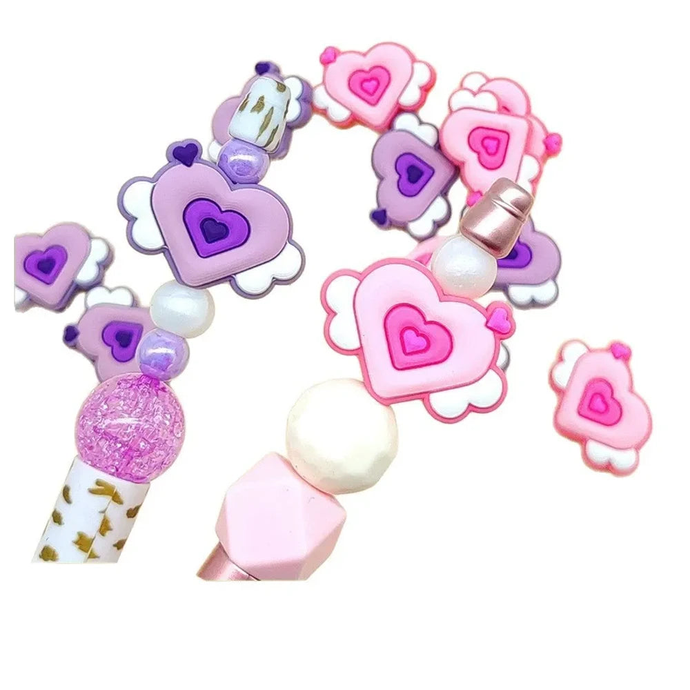 Flatback Heart Silicone Focal Beads for DIY Keychains Bracelet Pen