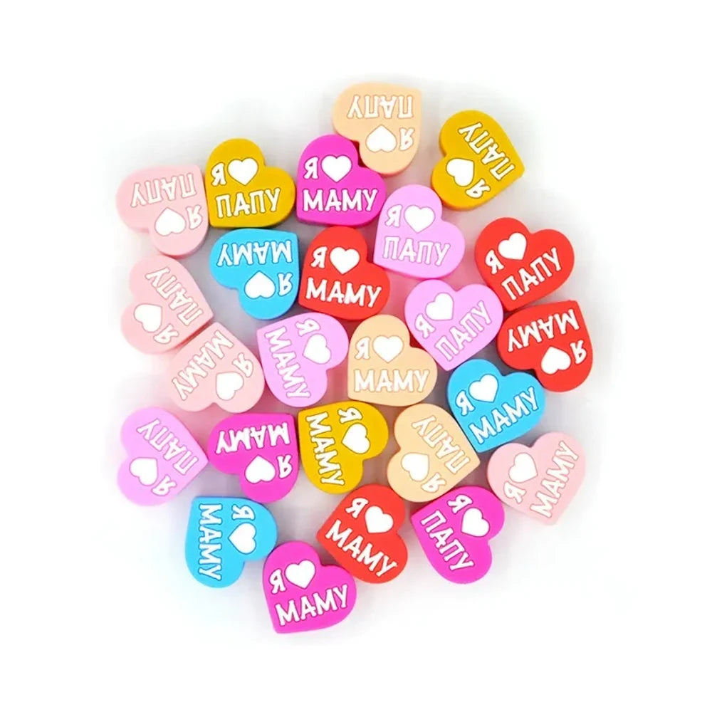 Flatback Heart Silicone Focal Beads for DIY Keychains Bracelet Pens