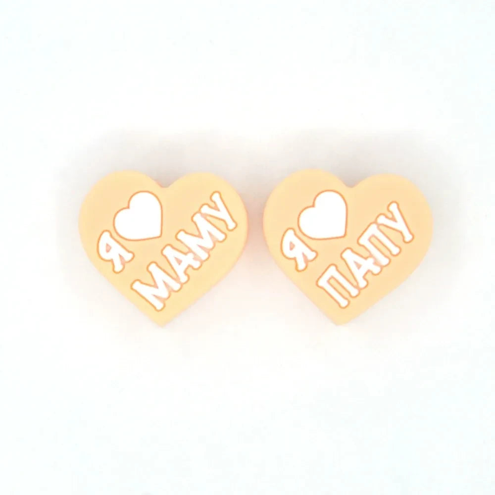 Flatback Heart Silicone Focal Beads for DIY Keychains Bracelet Pens