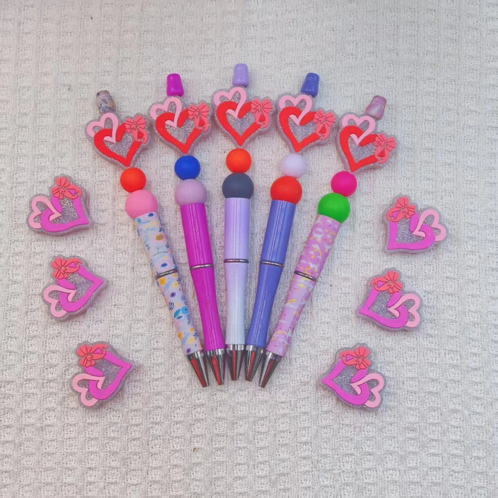 Flatback Heart Silicone Focal Beads for DIY Pens Bracelet Keychains