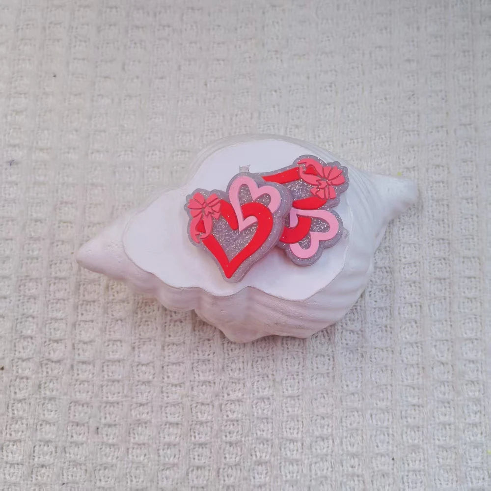 Flatback Heart Silicone Focal Beads for DIY Pens Bracelet Keychains