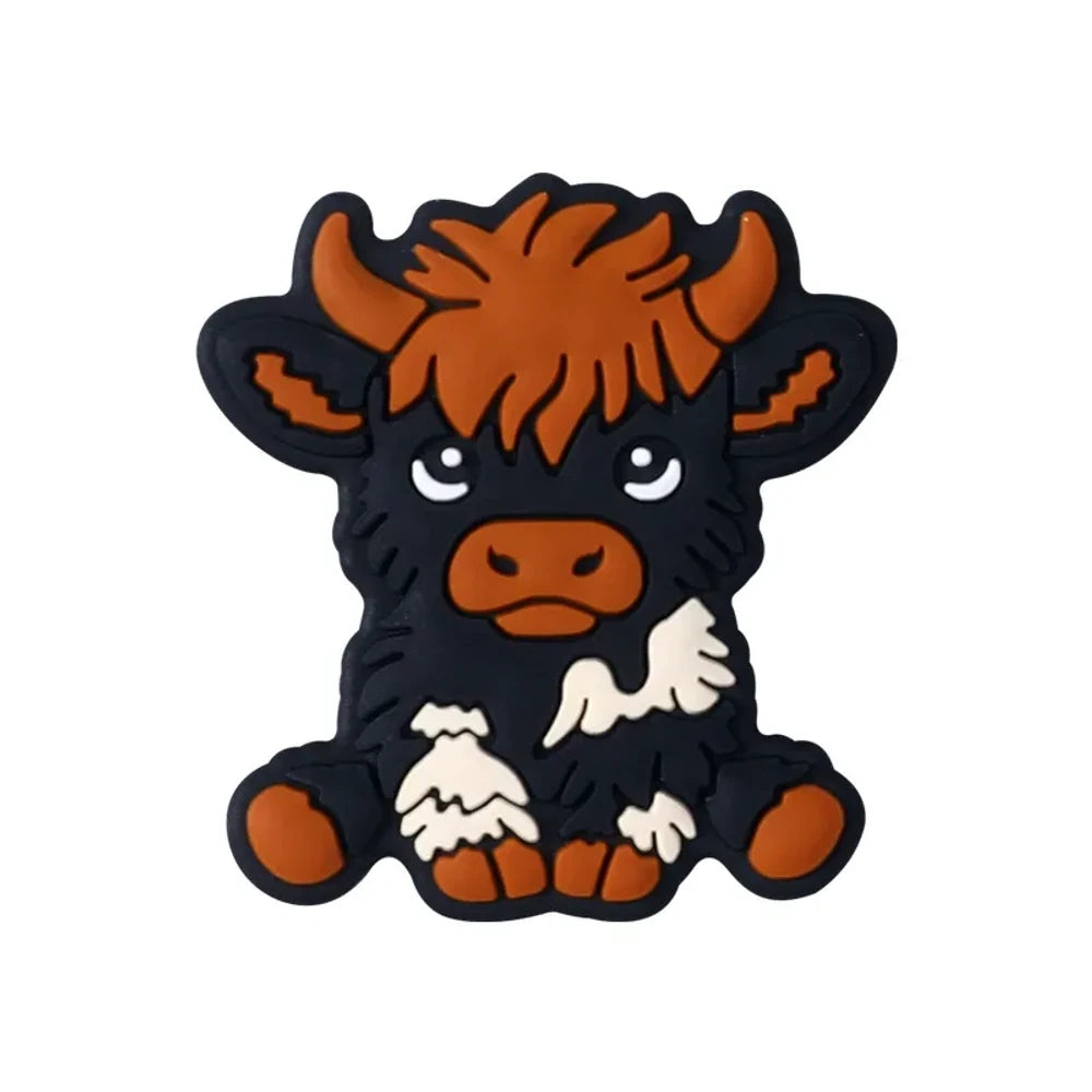 Flatback Highland Cattle Silicone Focal Beads for DIY Pens Keychains