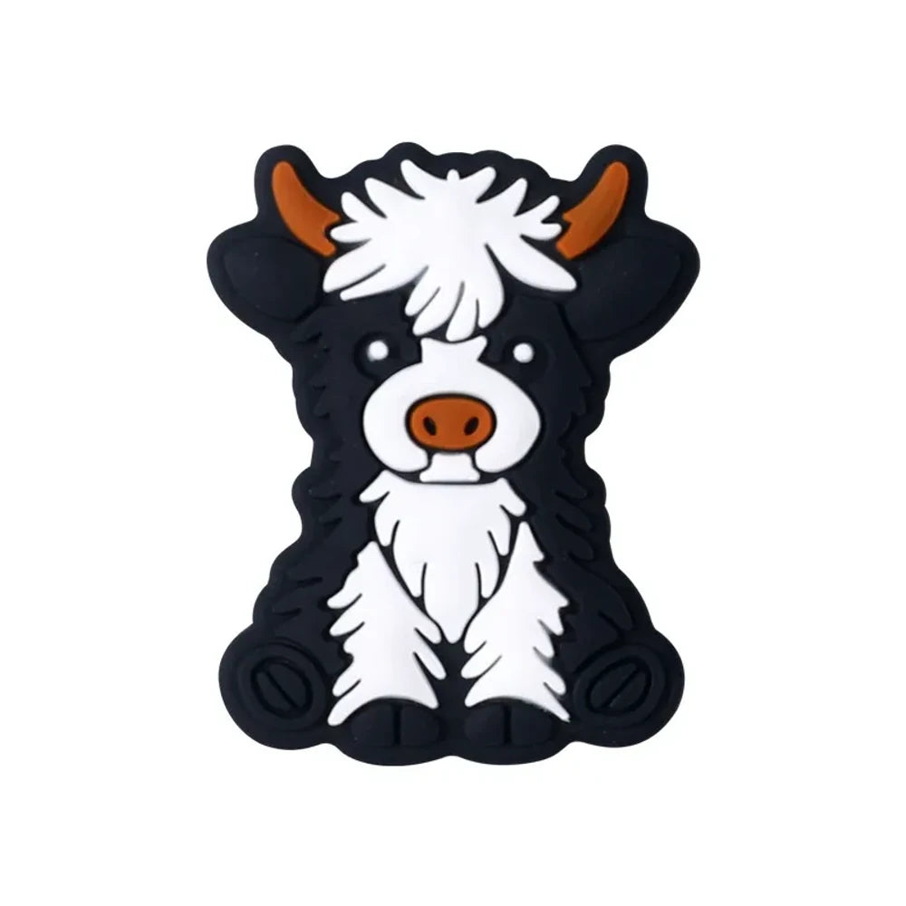 Flatback Highland Cattle Silicone Focal Beads for DIY Pens Keychains
