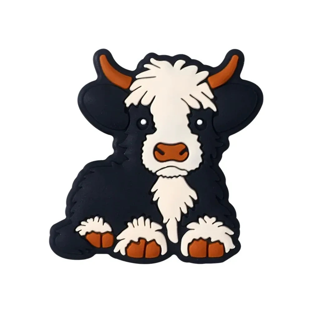 Flatback Highland Cattle Silicone Focal Beads for DIY Pens Keychains