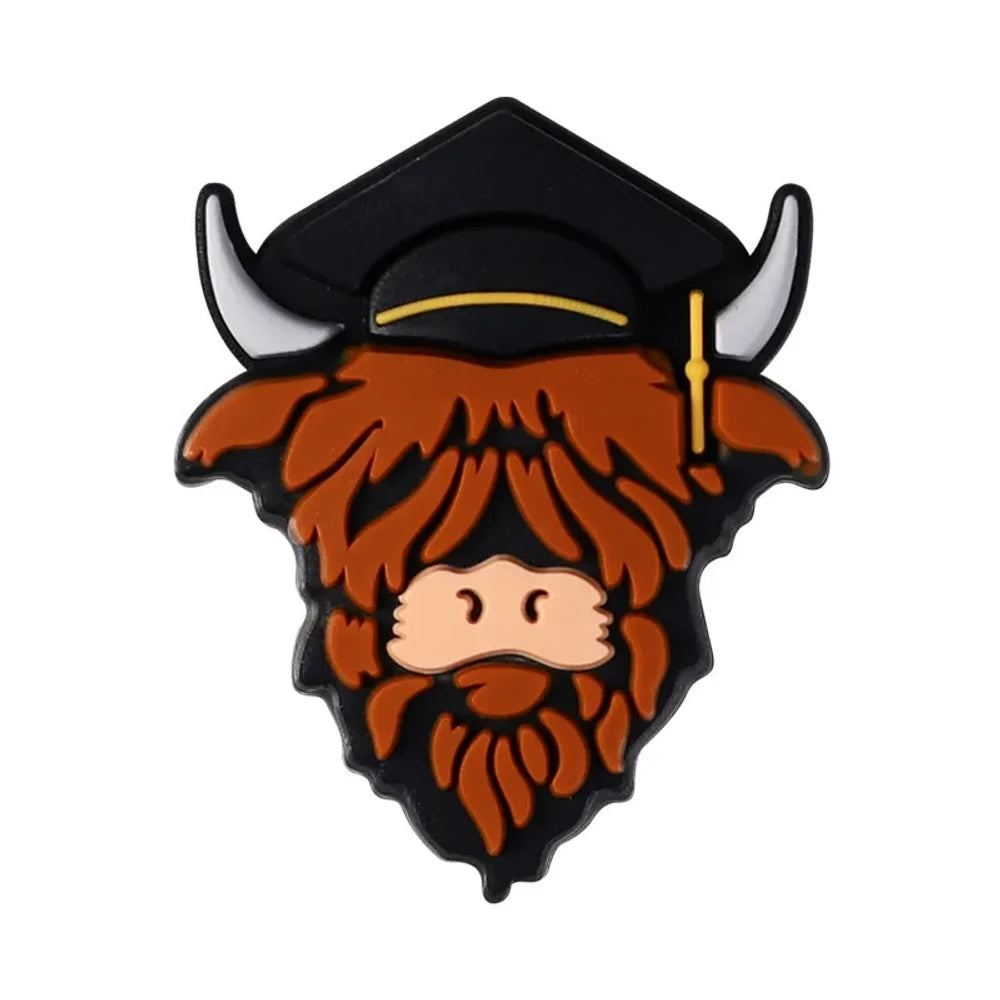 Flatback Highland Cattle Silicone Focal Beads for DIY Pens Keychains