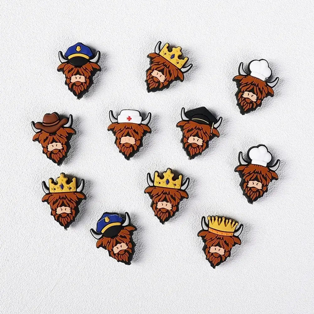 Flatback Highland Cattle Silicone Focal Beads for DIY Pens Keychains