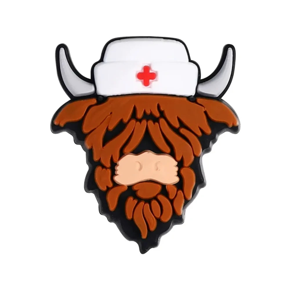 Flatback Highland Cattle Silicone Focal Beads for DIY Pens Keychains