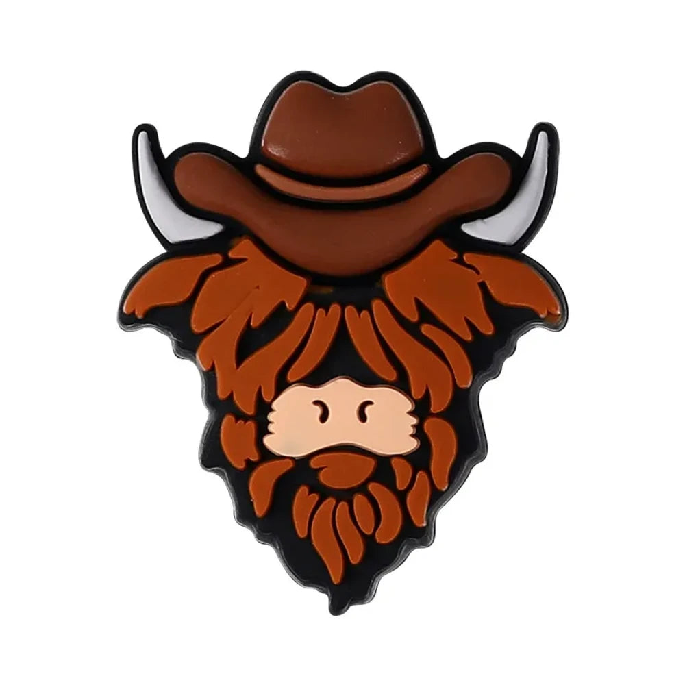 Flatback Highland Cattle Silicone Focal Beads for DIY Pens Keychains