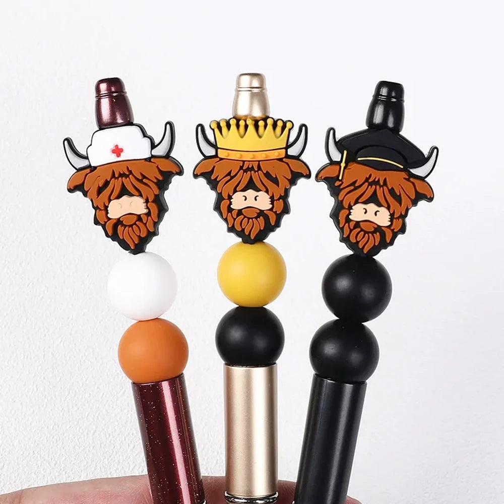 Flatback Highland Cattle Silicone Focal Beads for DIY Pens Keychains