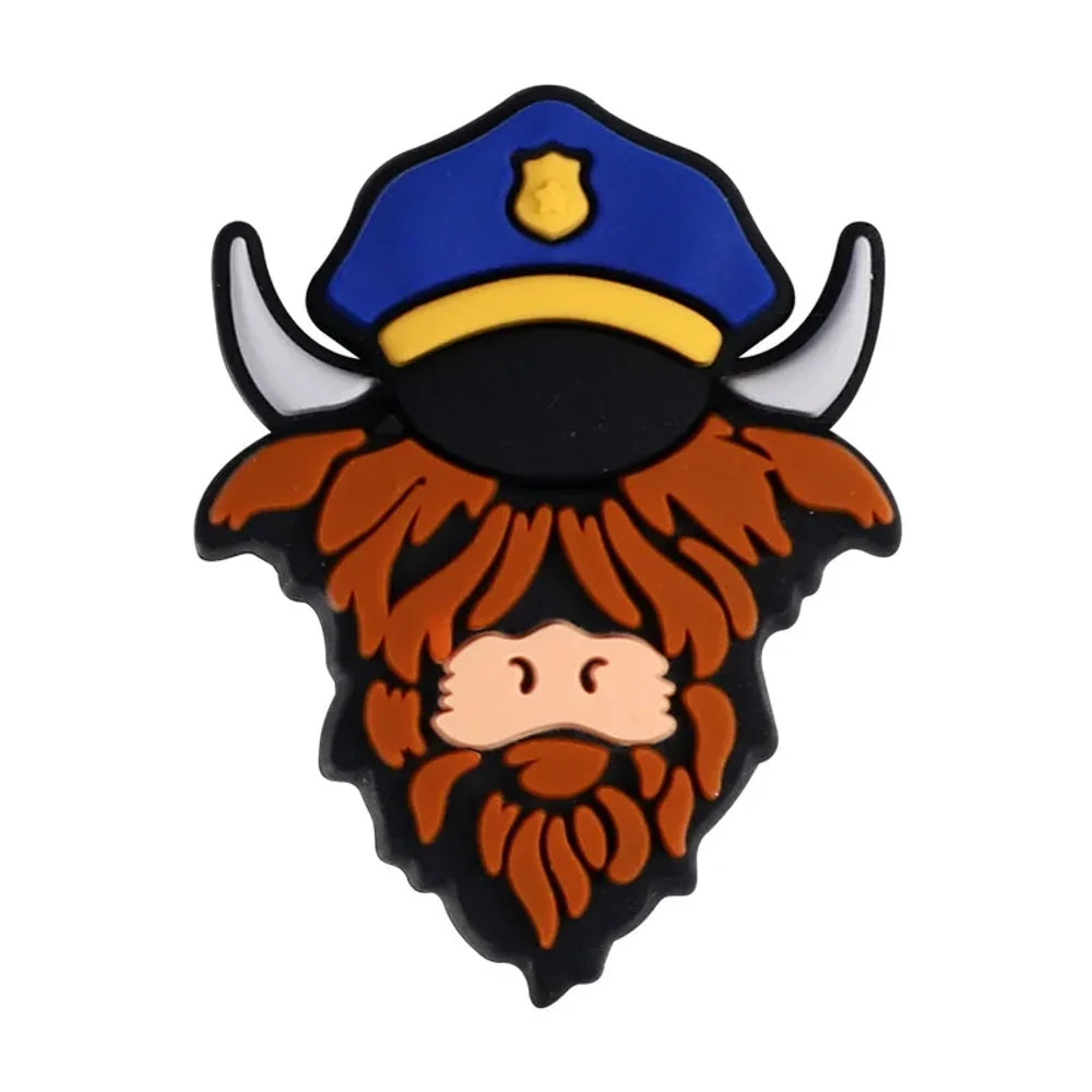 Flatback Highland Cattle Silicone Focal Beads for DIY Pens Keychains