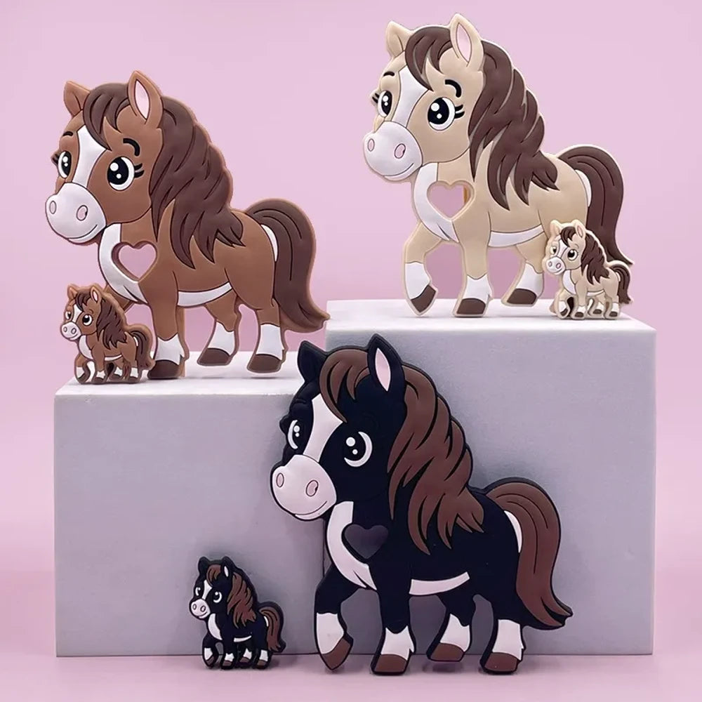 Flatback Horse Silicone Focal Beads for DIY Keychains Pens