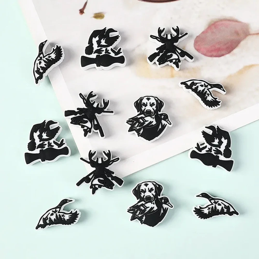 Flatback Hunting Silicone Focal Beads for DIY Pens Keychains