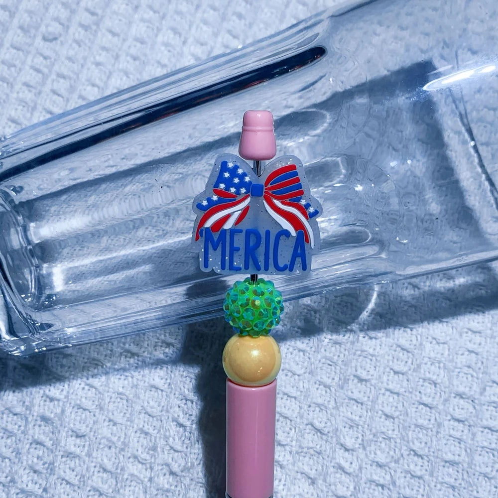 Flatback Independence Day Silicone Focal Beads for DIY Keychains Bracelet Pens