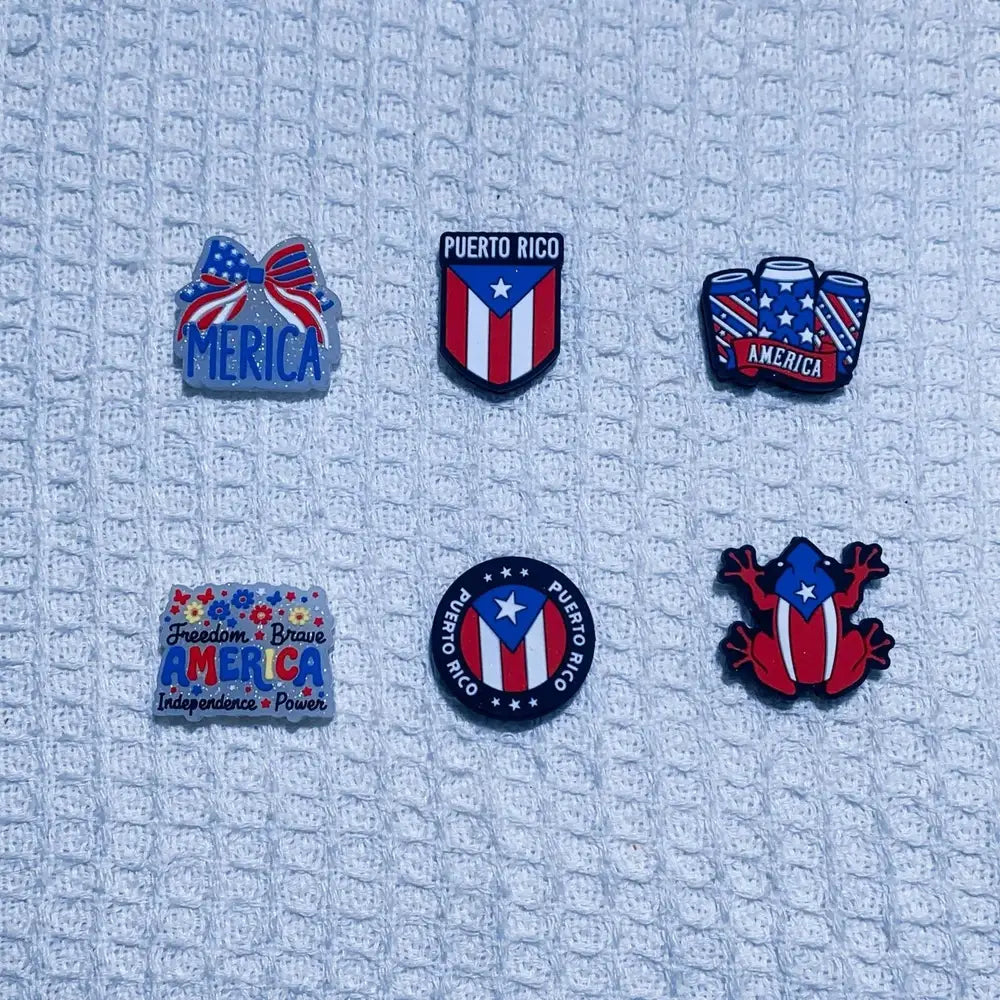 Flatback Independence Day Silicone Focal Beads for DIY Keychains Bracelet Pens