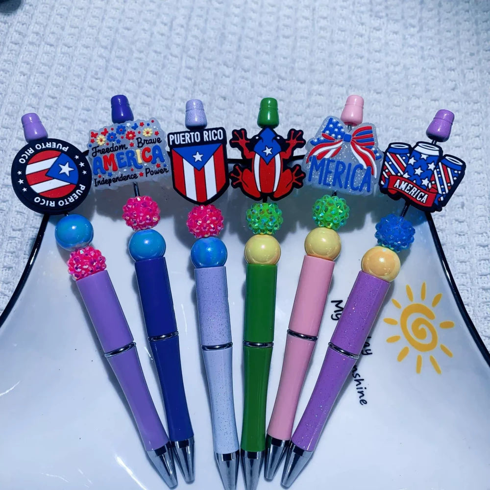 Flatback Independence Day Silicone Focal Beads for DIY Keychains Bracelet Pens