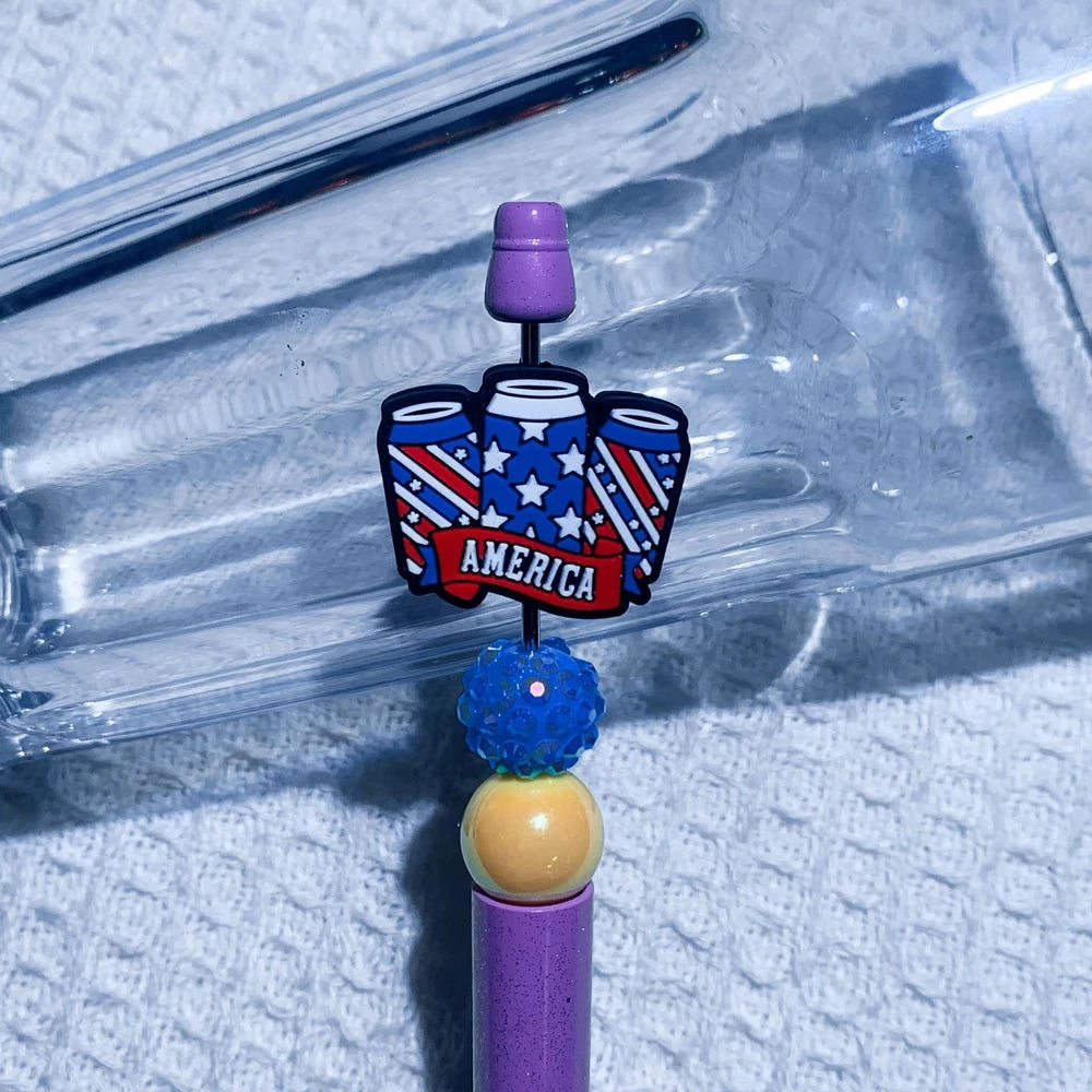 Flatback Independence Day Silicone Focal Beads for DIY Keychains Bracelet Pens