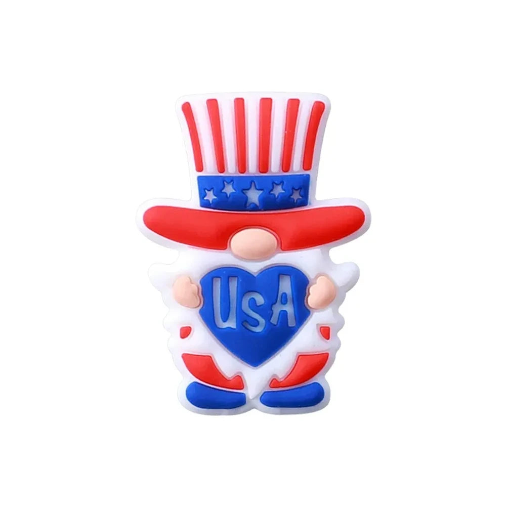 Flatback Independence Day Theme Silicone Focal Beads for DIY Pens Keychains