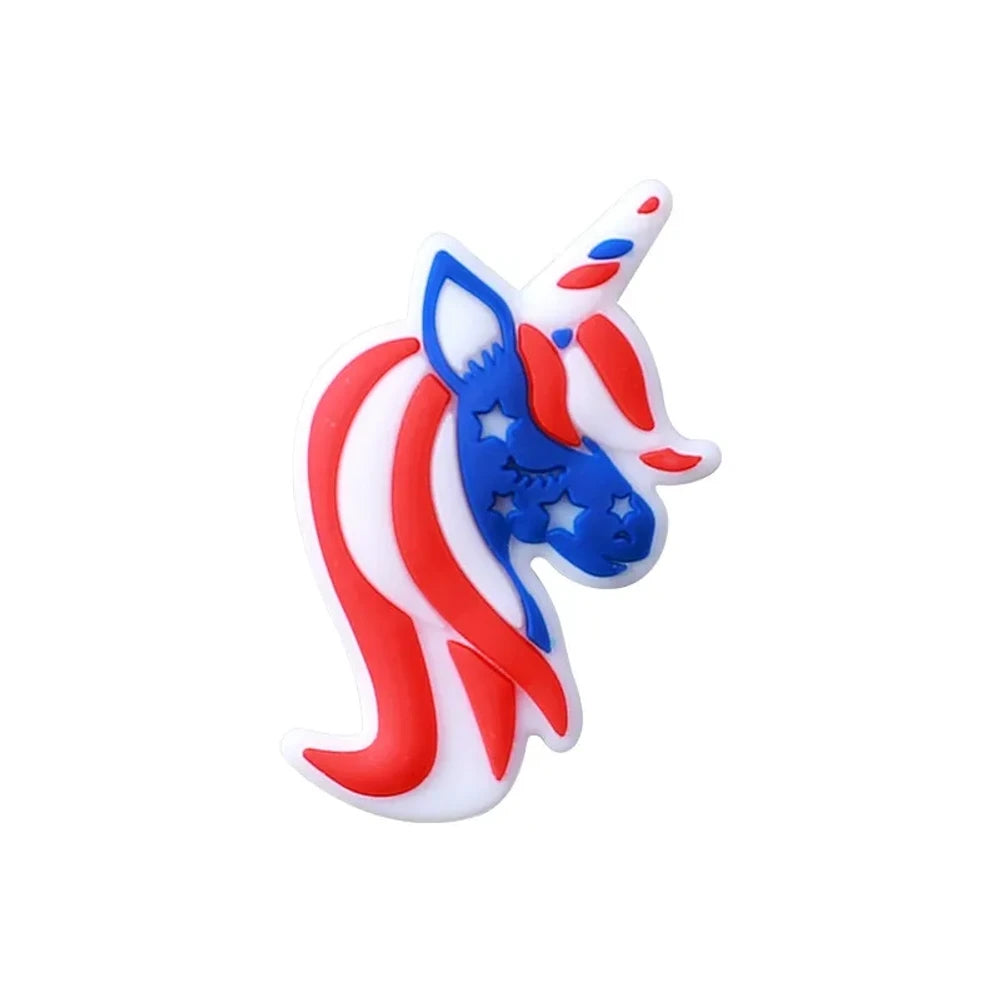 Flatback Independence Day Theme Silicone Focal Beads for DIY Pens Keychains