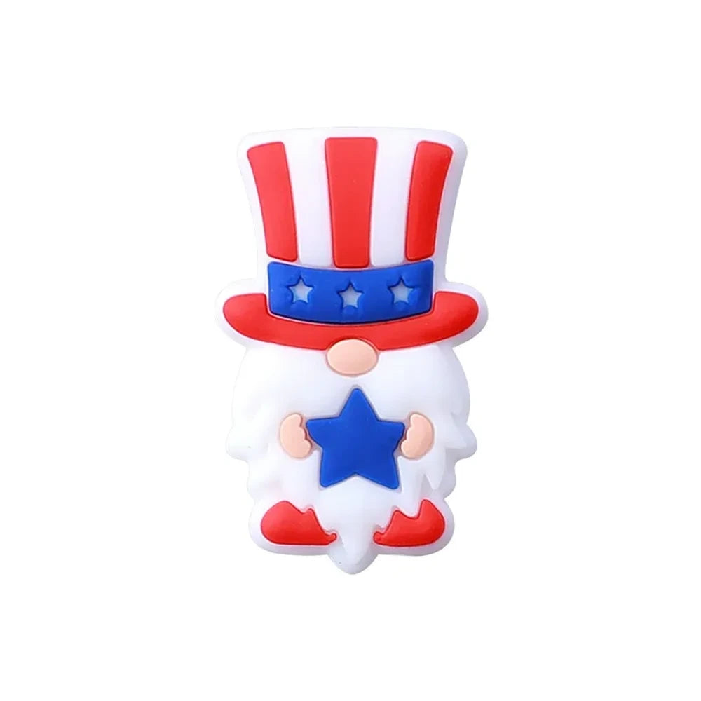 Flatback Independence Day Theme Silicone Focal Beads for DIY Pens Keychains