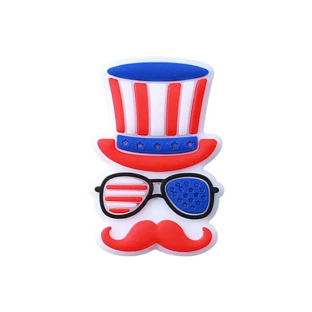Flatback Independence Day Theme Silicone Focal Beads for DIY Pens Keychains