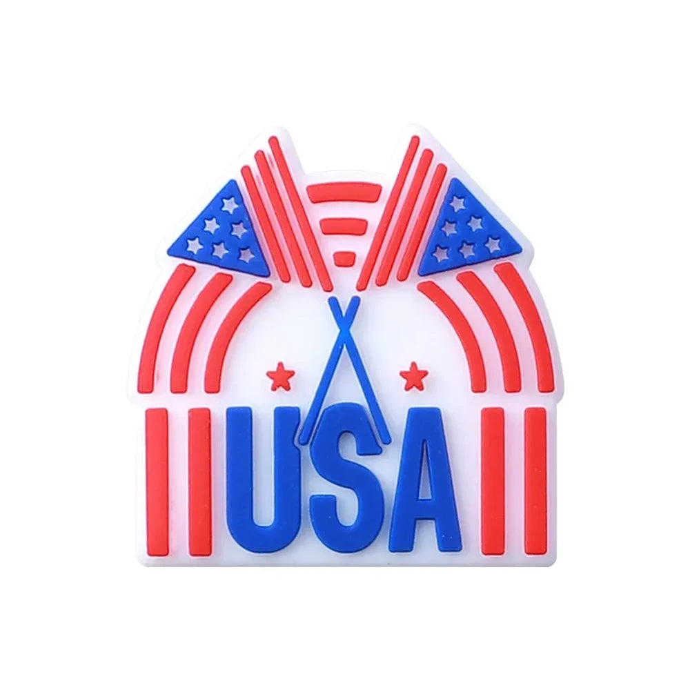 Flatback Independence Day Theme Silicone Focal Beads for DIY Pens Keychains