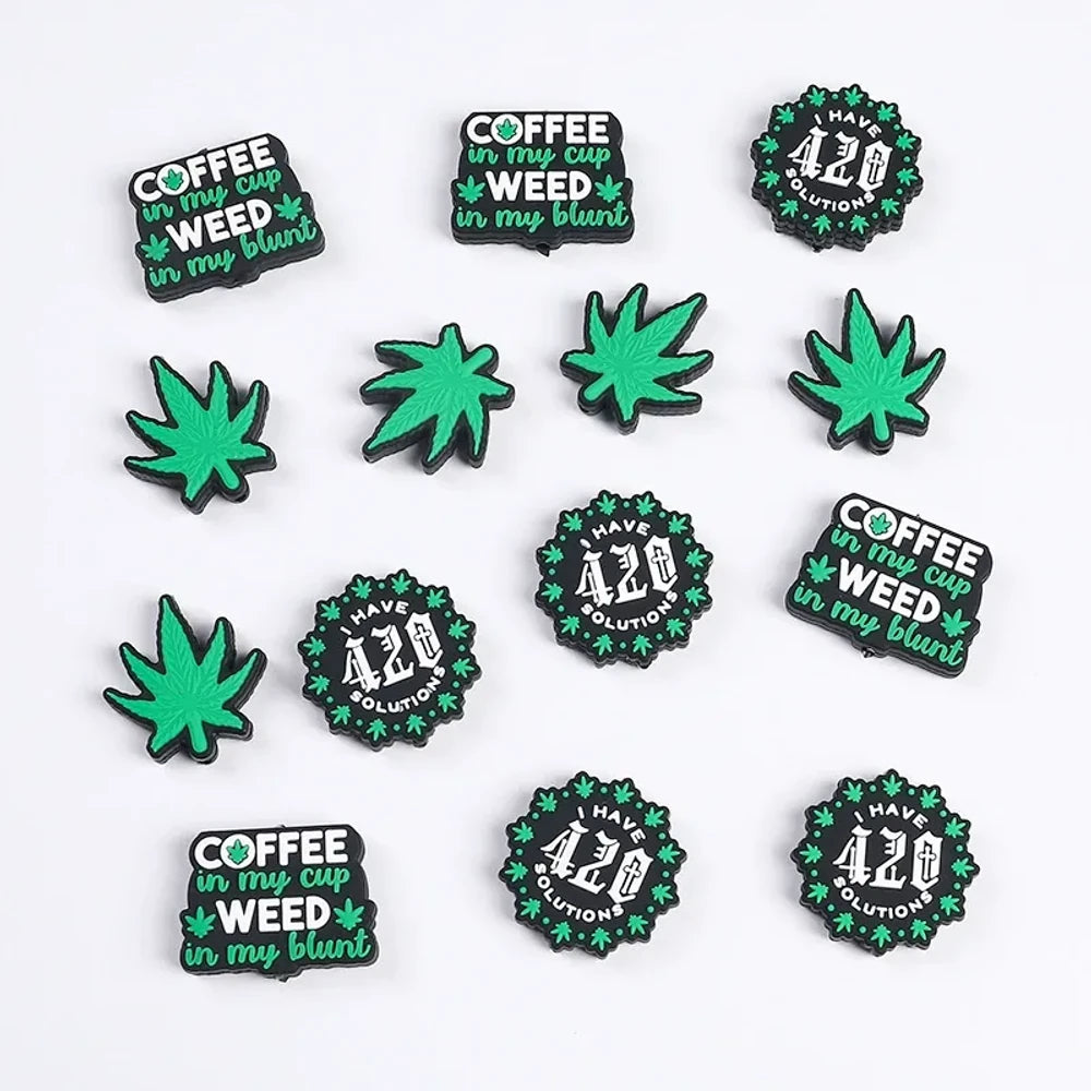 Flatback Leaves Silicone Focal Beads for DIY Pens Keychains