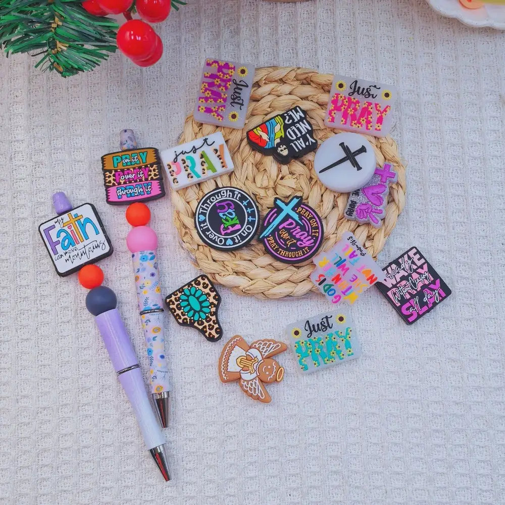 Flatback Letter Series Silicone Focal Beads for DIY Pens Keychains