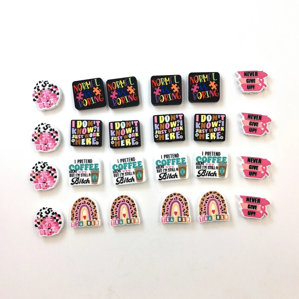 Flatback Letter Series Silicone Focal Beads for DIY Pens Keychains Bracelet
