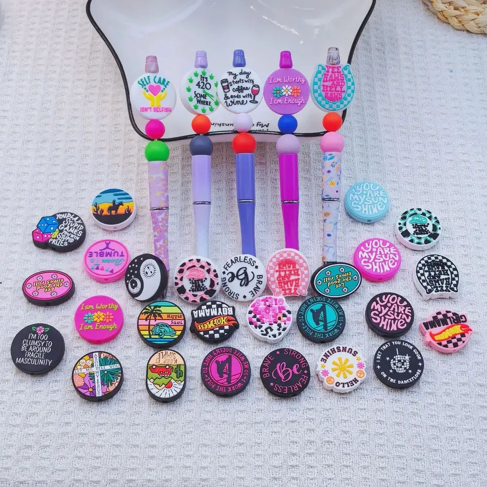 Flatback Letter Silicone Focal Beads for DIY Pens Bracelet Keychains