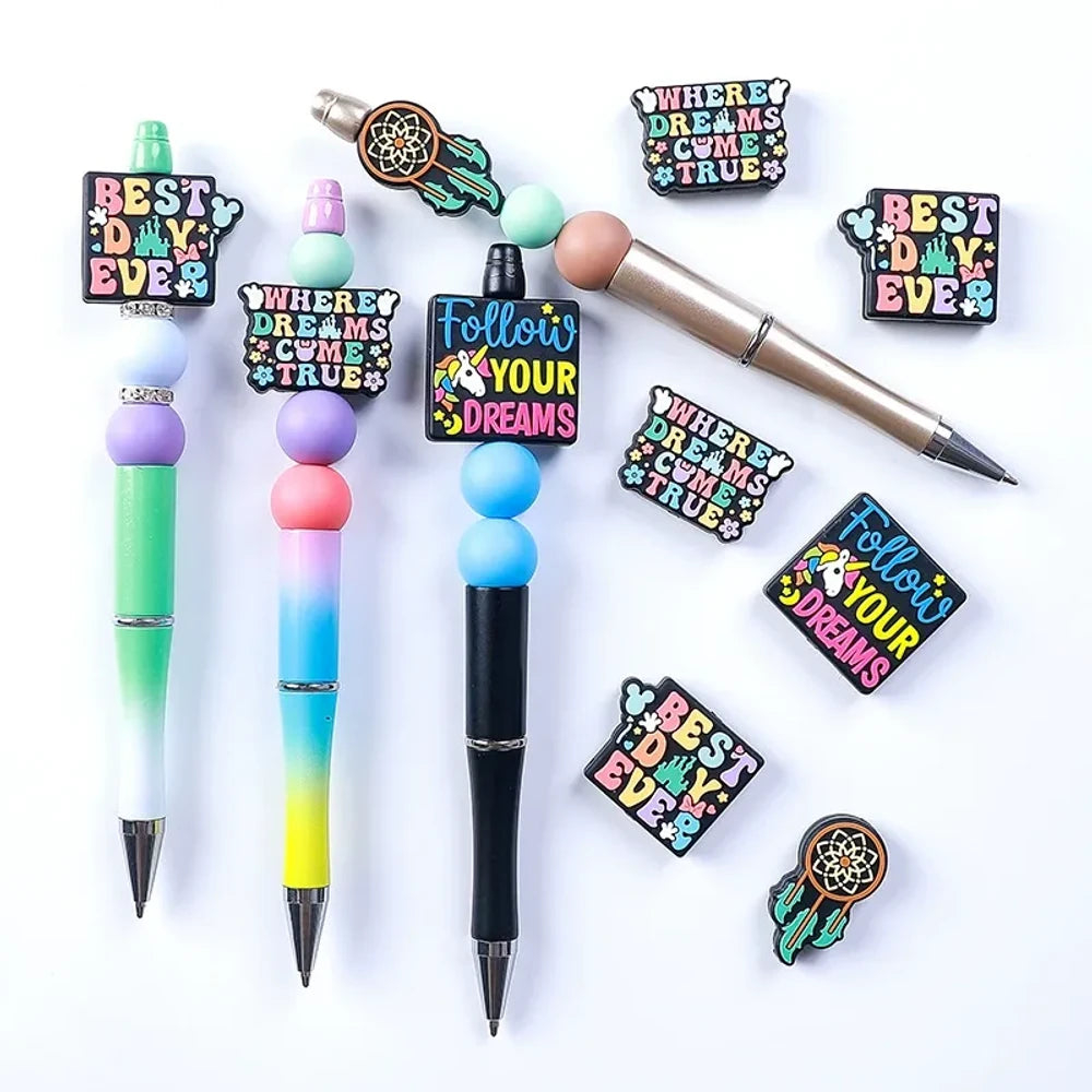 Flatback Letter Silicone Focal Beads for DIY Pens Keychains