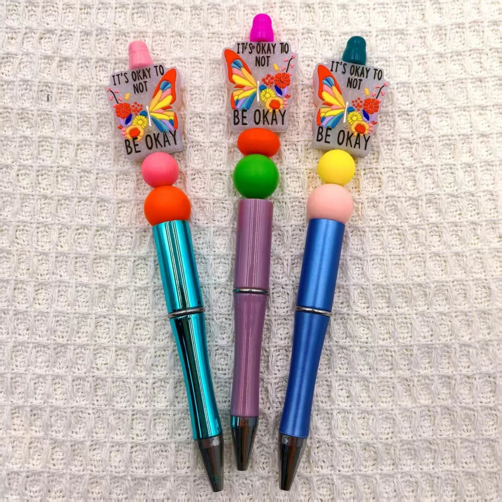 Flatback Letter Silicone Focal Beads for DIY Pens Keychains