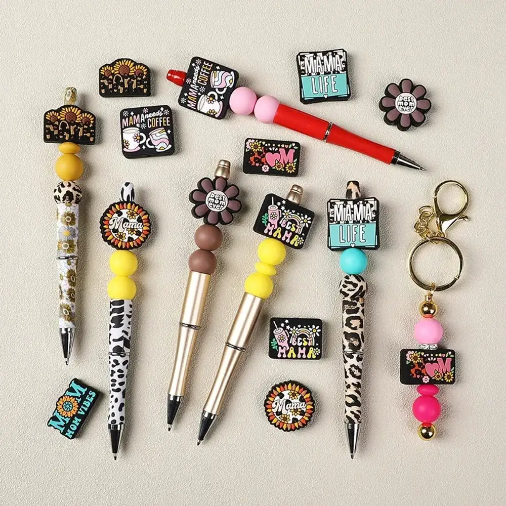 Flatback Letter Silicone Focal Beads for DIY Pens Keychains