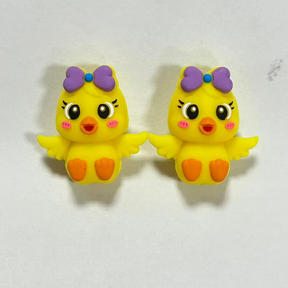 3D Little Yellow Duck Silicone Focal Beads for DIY Keychains Bracelet Pens