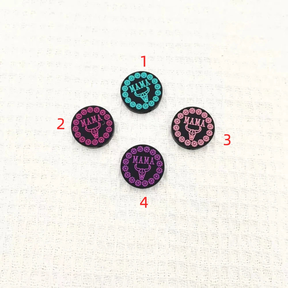 Flatback Mama Series Silicone Focal Beads for DIY Pens Keychains