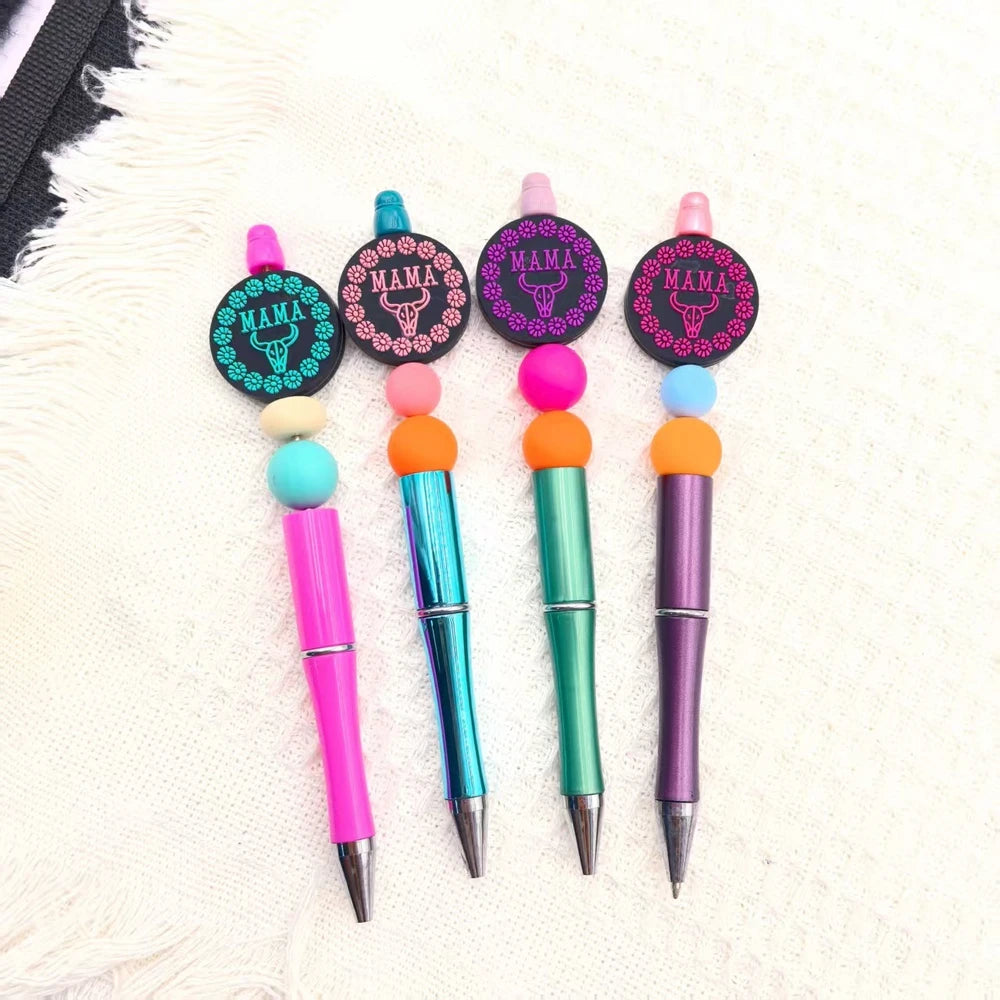 Flatback Mama Series Silicone Focal Beads for DIY Pens Keychains