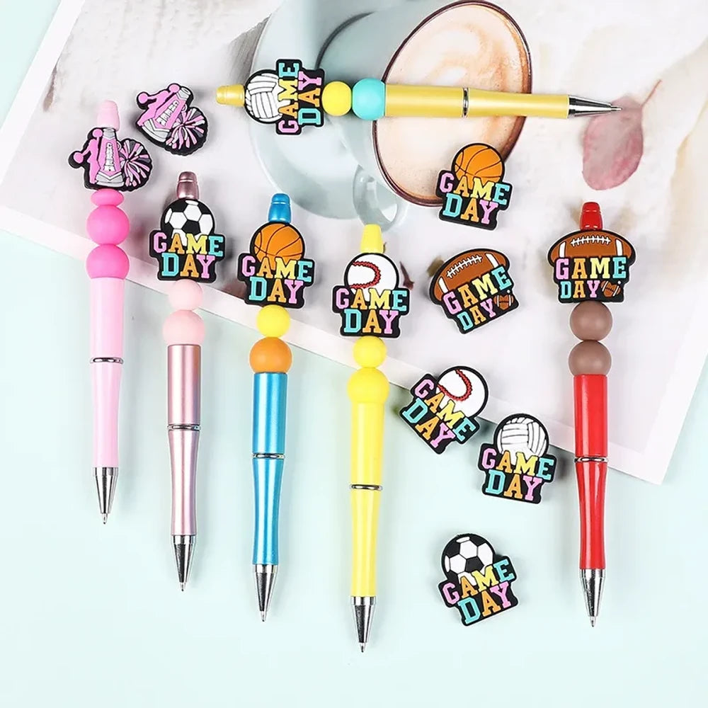 Flatback Match Day Silicone Focal Beads for DIY Pens Keychains