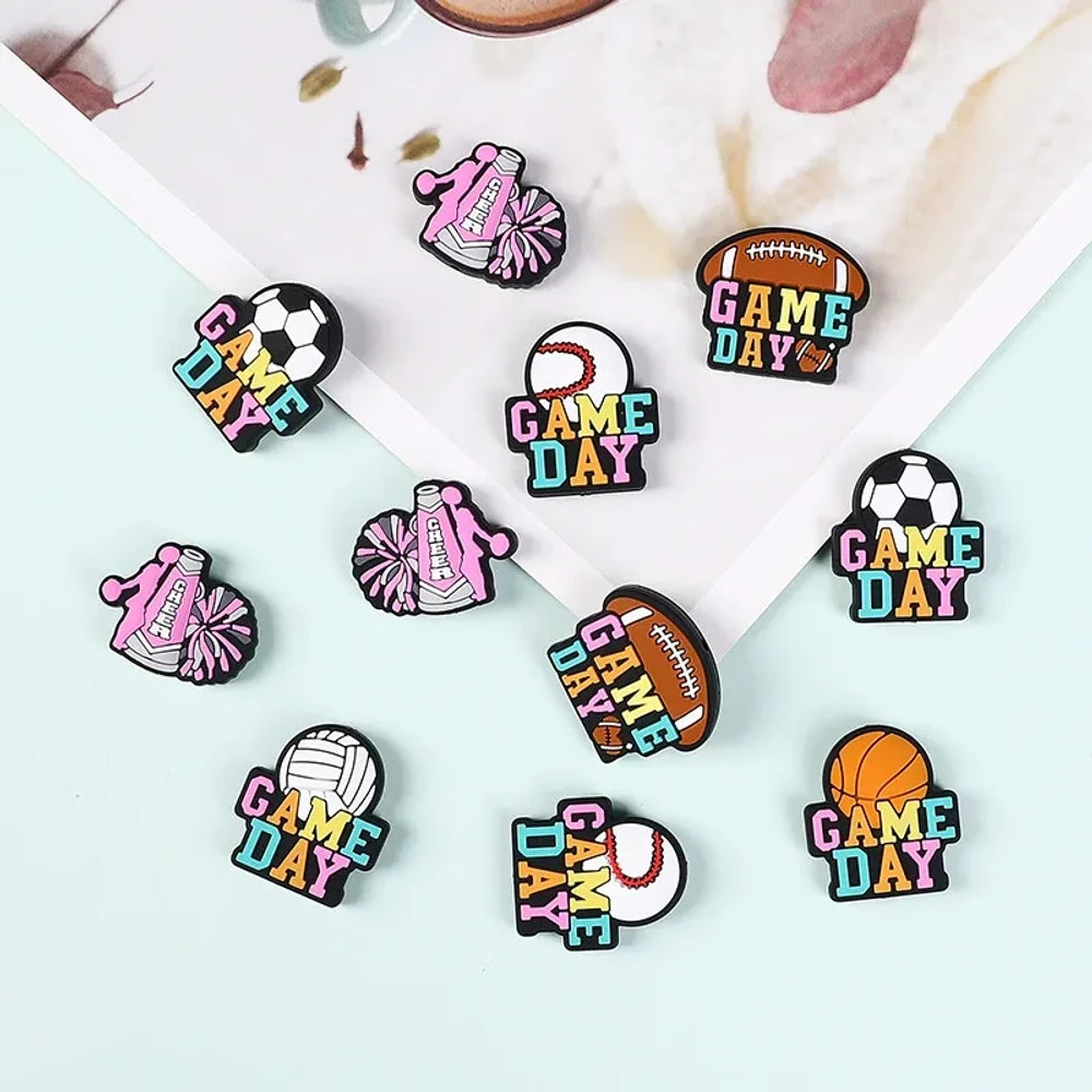 Flatback Match Day Silicone Focal Beads for DIY Pens Keychains