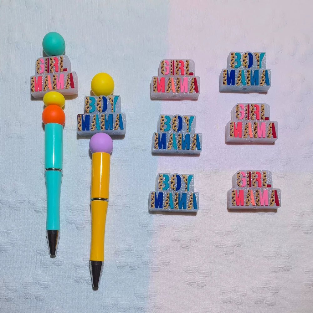 Flatback Mom Series Silicone Focal Beads for DIY Pens Keychains