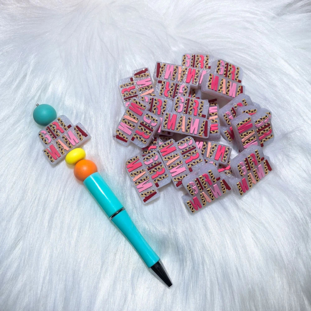 Flatback Mom Series Silicone Focal Beads for DIY Pens Keychains
