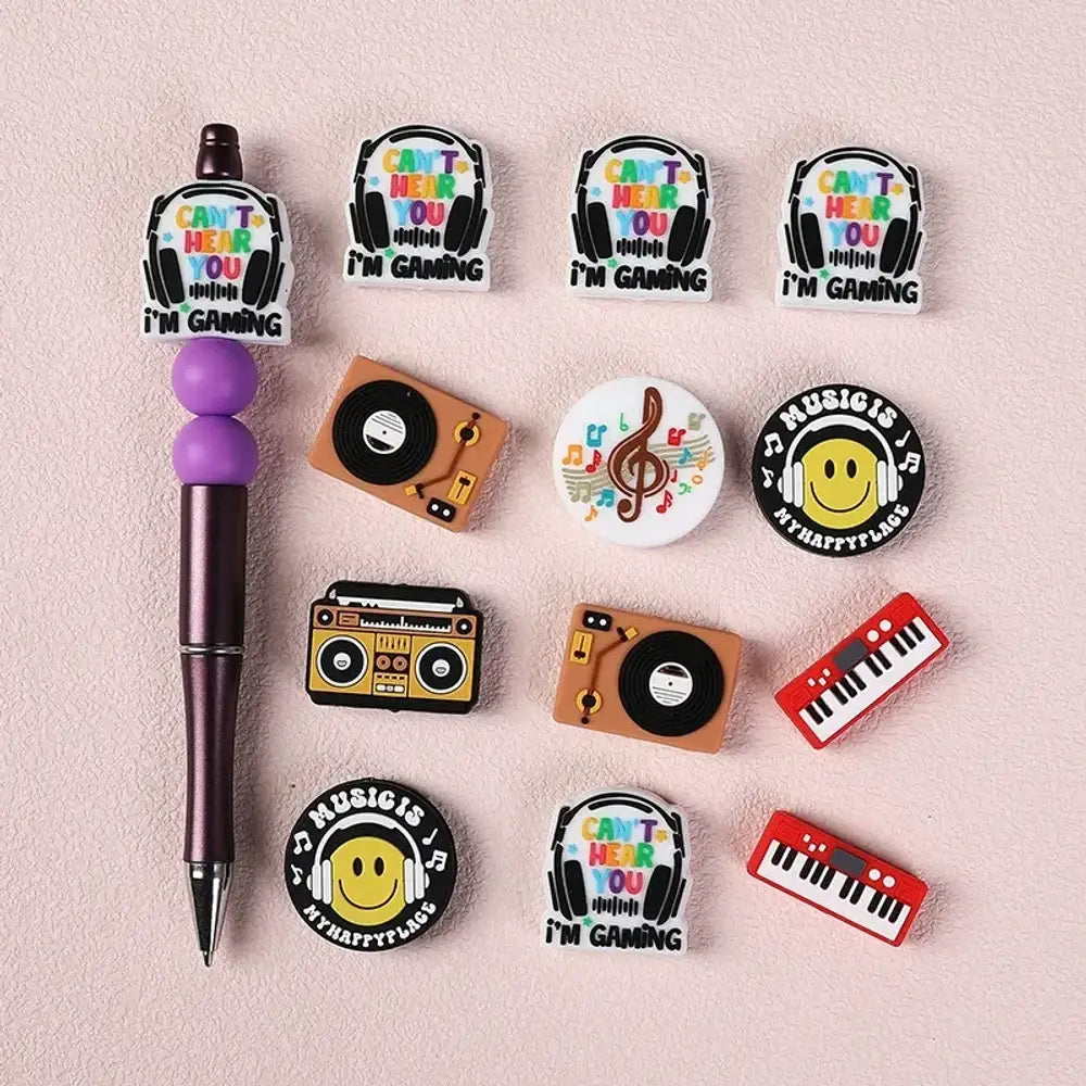 Flatback Music Box Silicone Focal Beads for DIY Pens Keychains