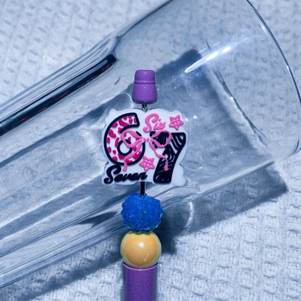 Flatback Number 67 Silicone Focal Beads for DIY Keychains Bracelet Pens