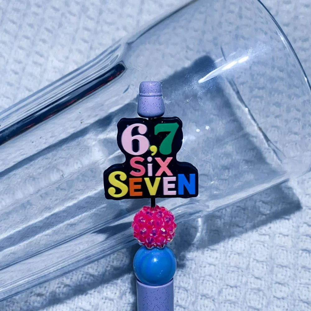 Flatback Number 67 Silicone Focal Beads for DIY Keychains Bracelet Pens