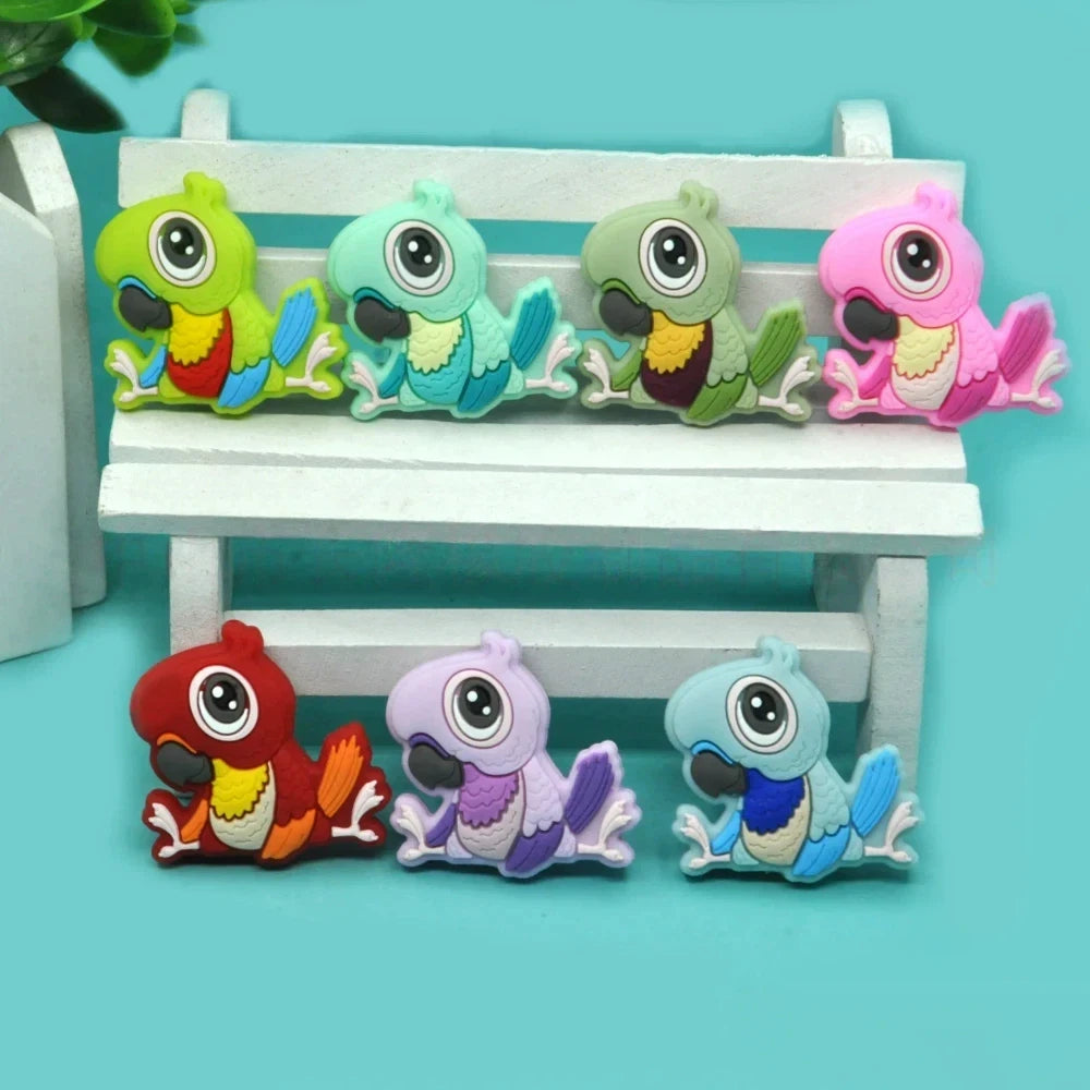 Flatback Parrot Silicone Focal Beads for DIY Keychains Bracelet Pens