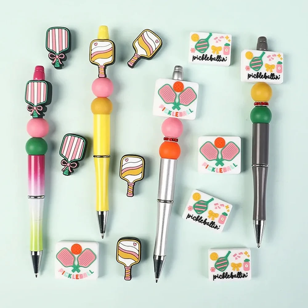 Flatback Pickleball Silicone Focal Beads for DIY Pens Keychains